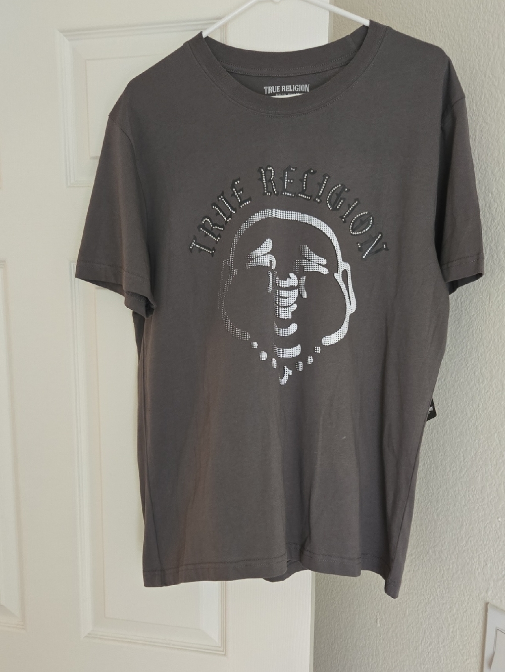 True Religion Charcoal Tee with Silver Logo Unisex Size S NWT
